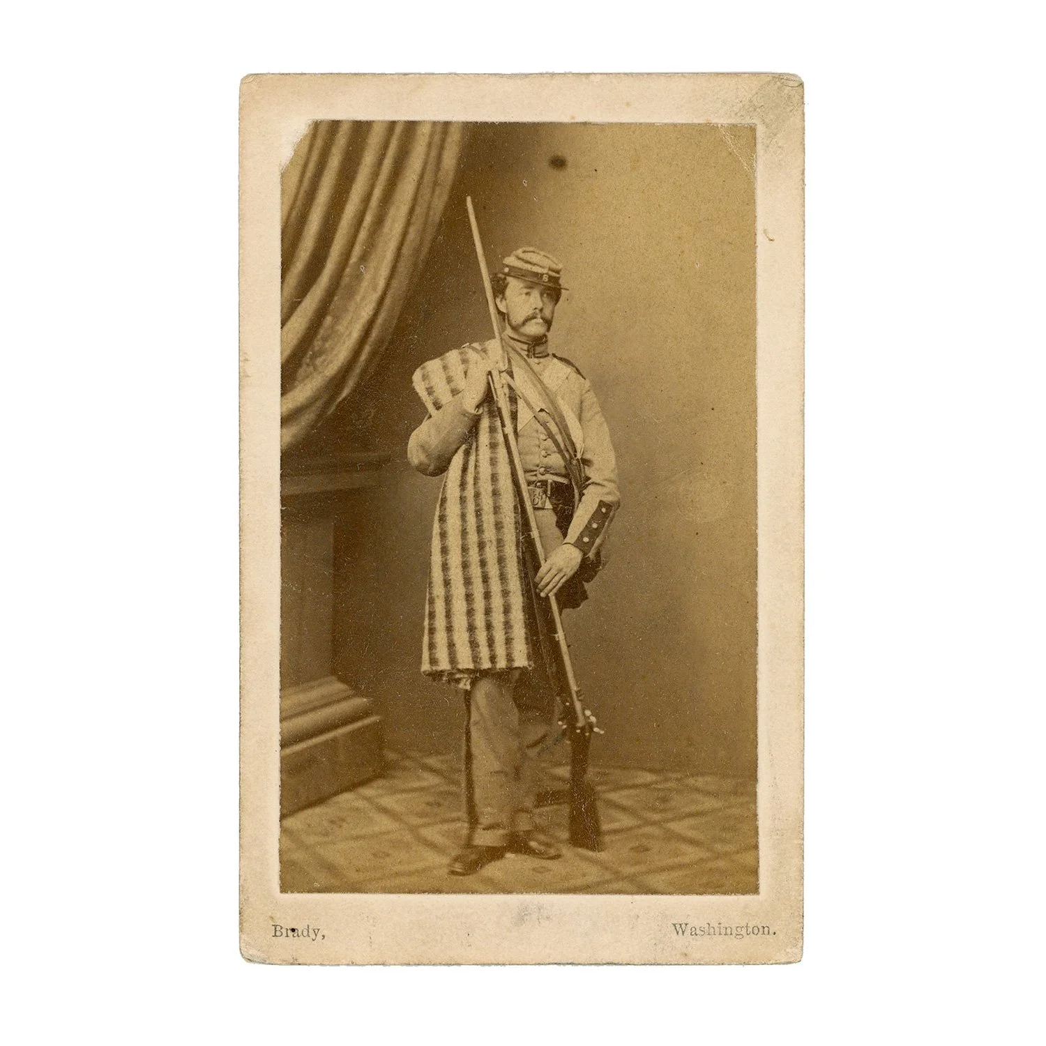 CDV of Unidentified Private of 6th Company, 7th New York State Militia, Armed with Rifle and Revolver