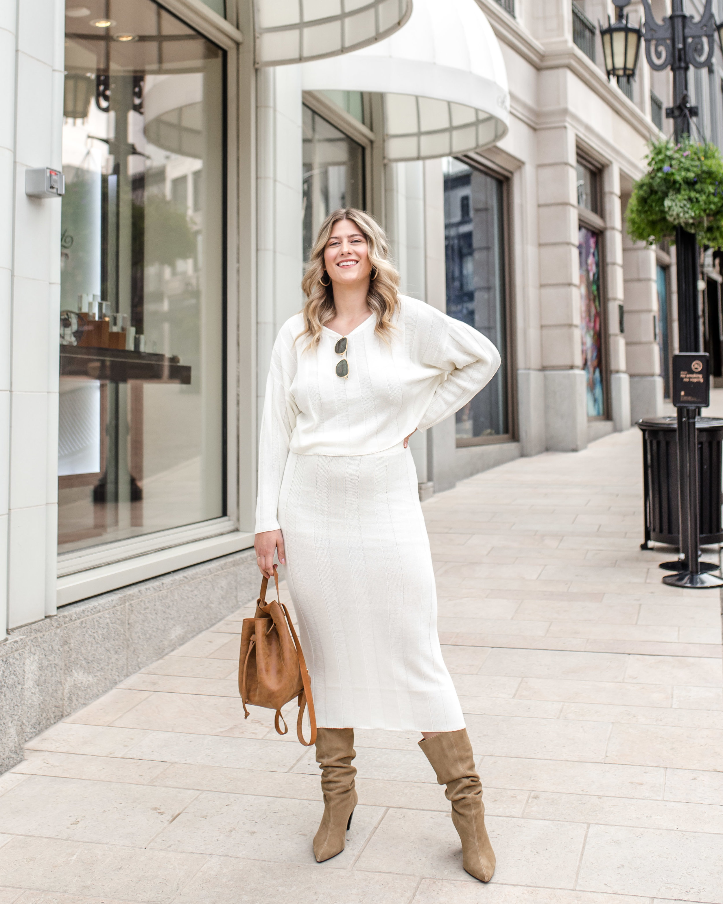 Two piece sweater clearance and skirt set