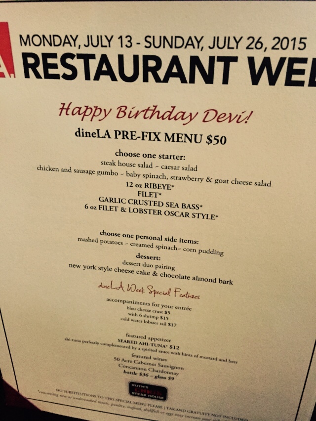 Devi Ohira Ruth's Chris Marina del Rey Birthday menu prefix Dine LA Restaurant Week.jpeg