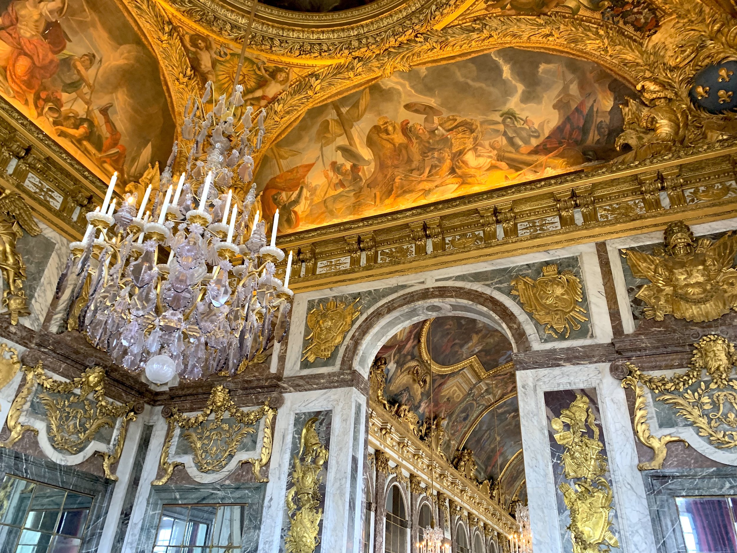 Devi Ohira Paris Frances Chateau de Versailles roof chandelier palace.JPG