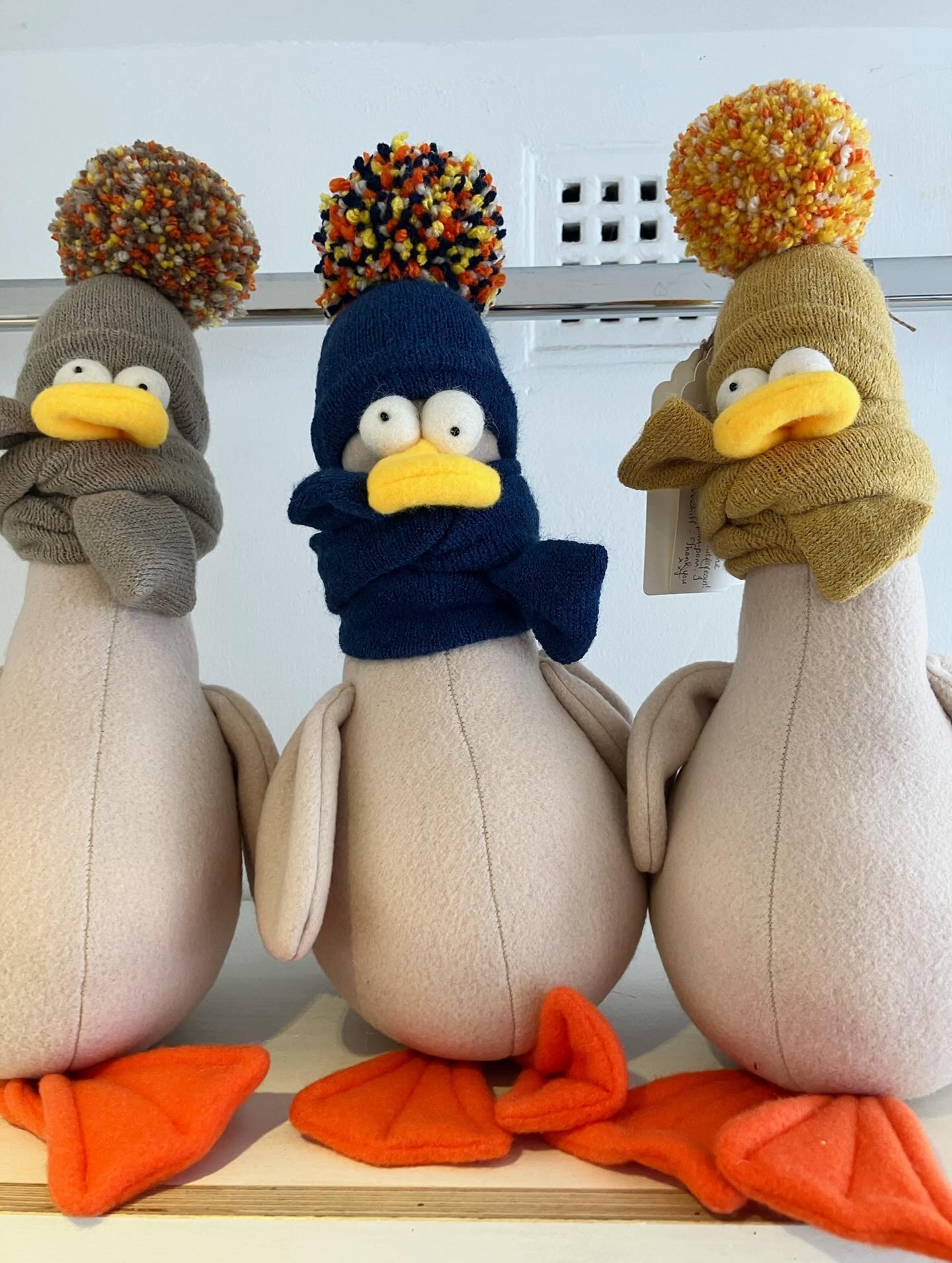 Introducing Lottie, Bertie, Willy and Wally. Soft toys made in England&hellip;

Lottie and Bertie come in a wide variety of styles and clothes with matching scarves &amp; hats.
 
Willy the duck &amp; Wally the sheep have custom-made woolly bobble hat