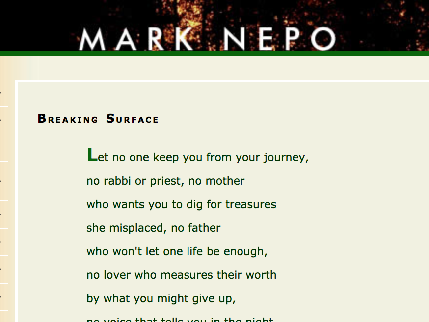 Poem: Mark Nepo, "Breaking Surface"