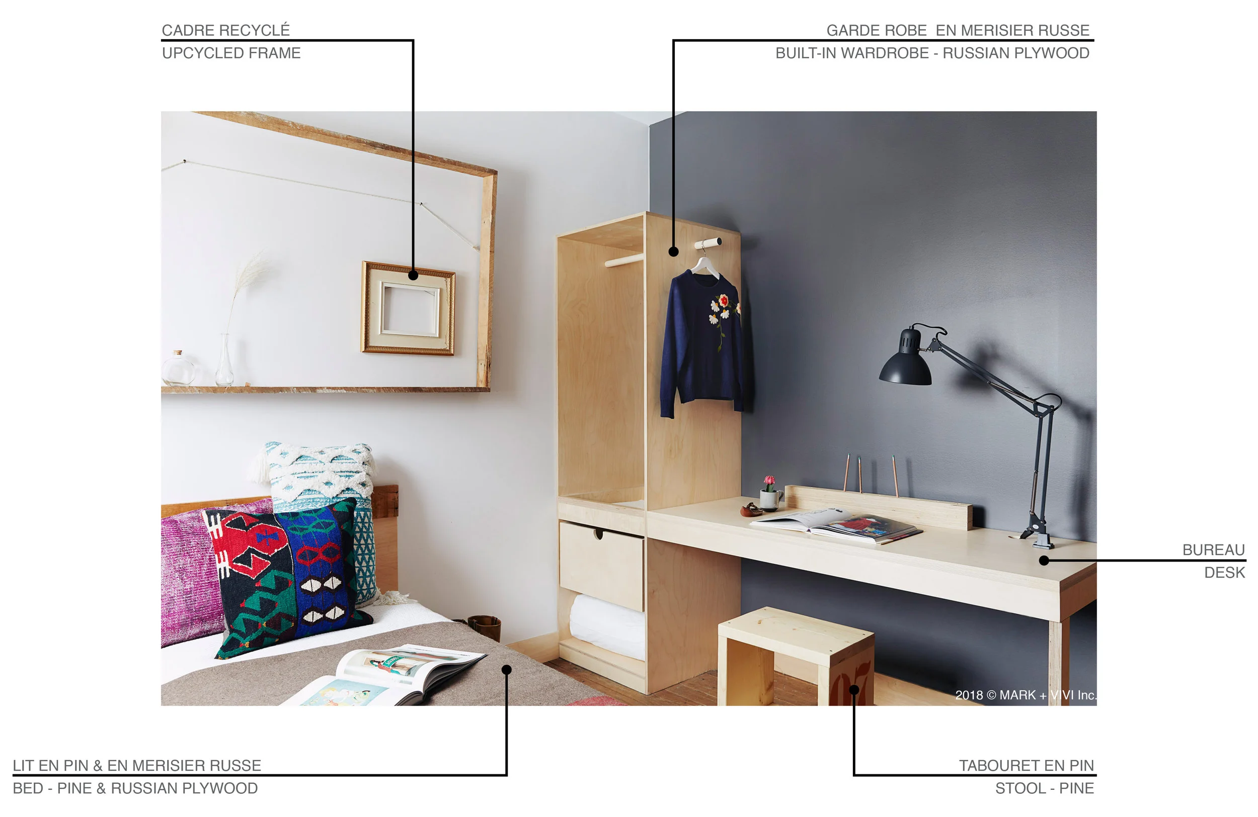 Modèle de chambre meublée | Model of furnished bedroom