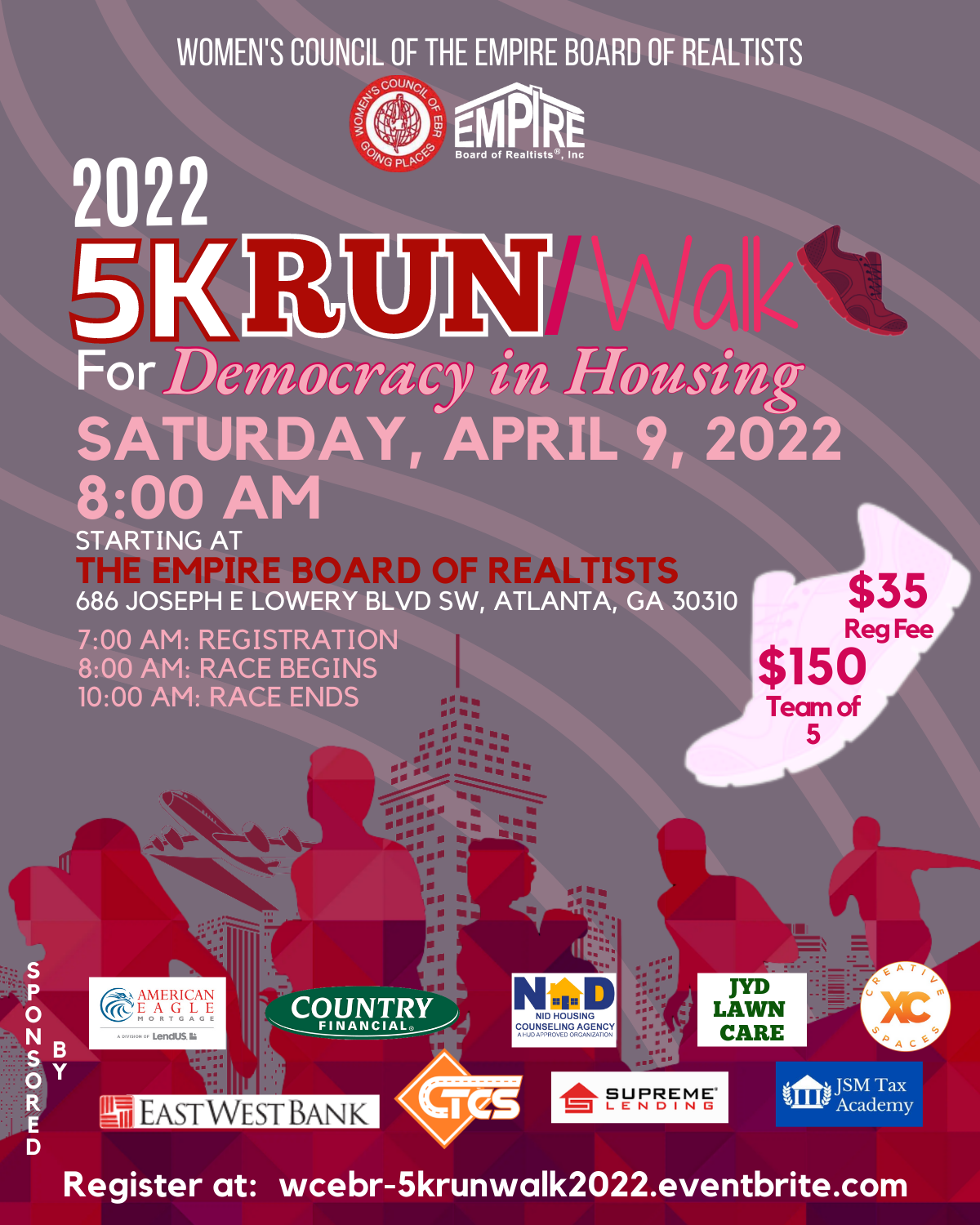  Get your running shoes and join us at our Annual Women’s Council of Empire Board of Realtists (WCEBR) 5k Run/Walk!  We are running for “Democracy In Housing”! We’d love to see you   https://wcebr-5krunwalk2022.eventbrite.com   Huge Thank You to our 