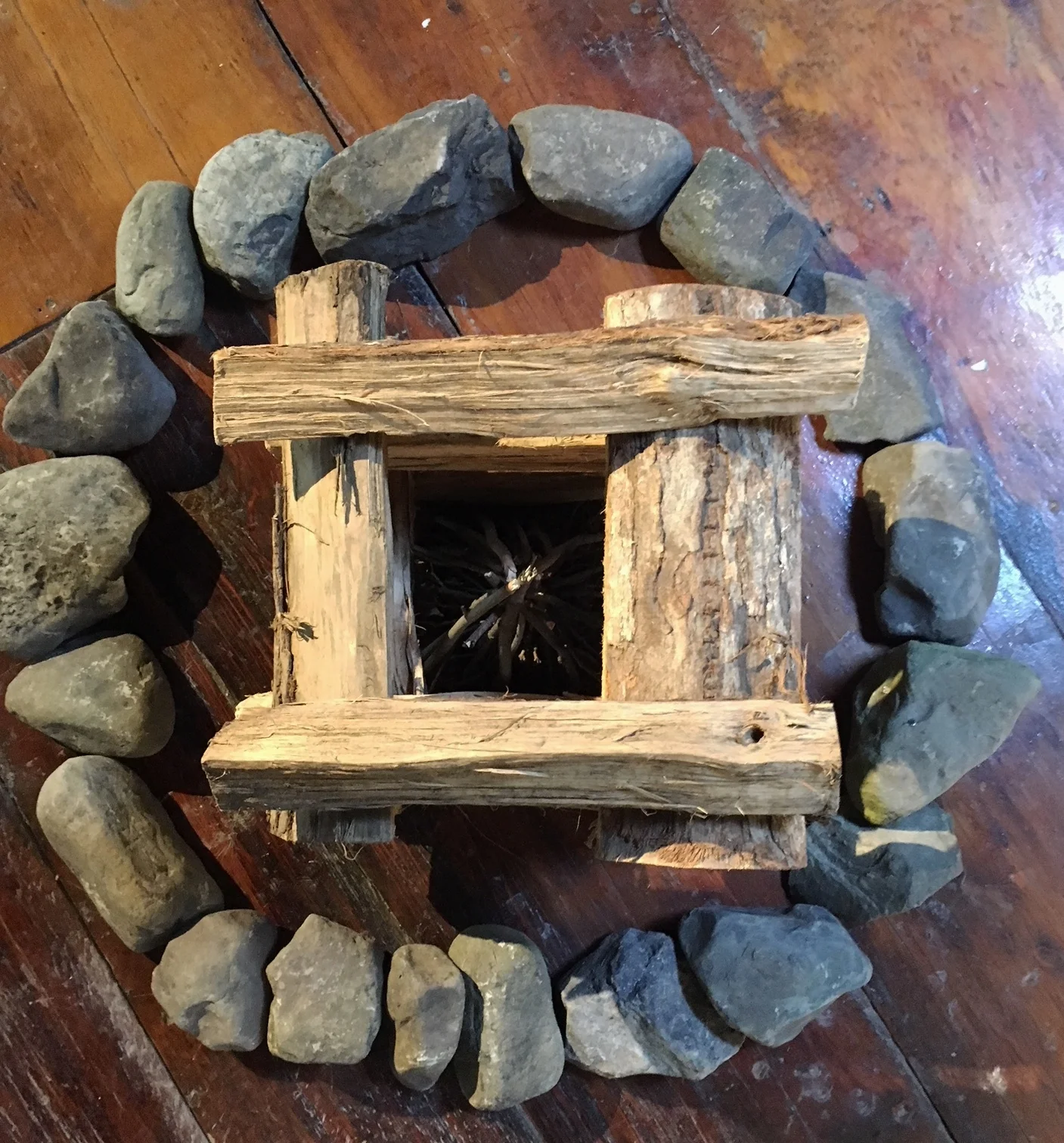  &nbsp;"Campfire" was created in reaction to a show that asked artists to create a piece of art based upon the concept of "Sanctuary".&nbsp; 
