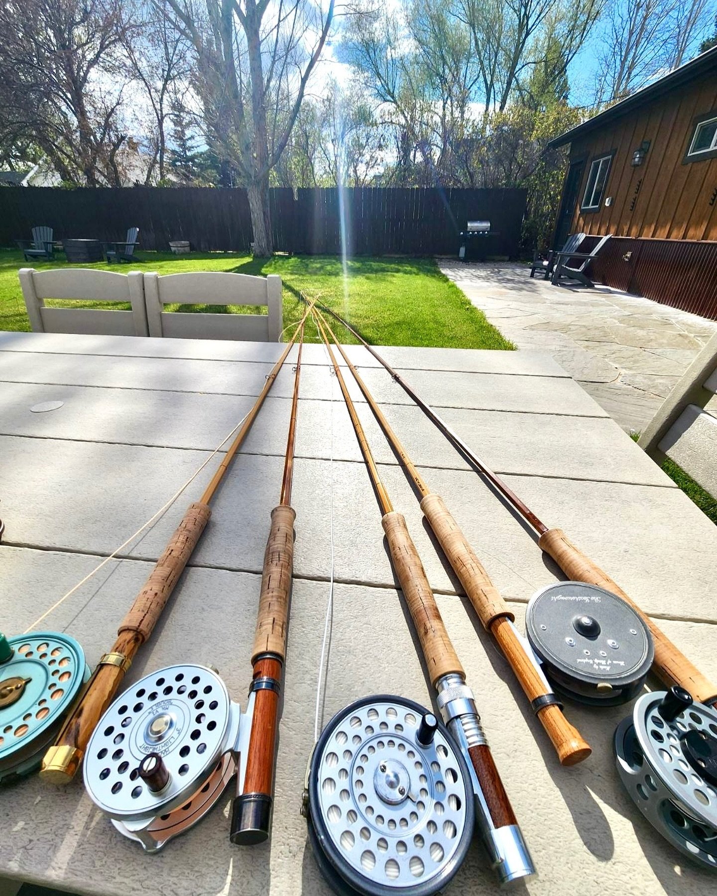 #BambooRabbitHole. Our buddy Andrew came by Thursday and taught us yet another way to avoid working - spend the afternoon pontificating over which of his bamboo fly rods casts the best&hellip;Genius!  #bamboo #bambooflyrod #flyrod #cast #noworktoday