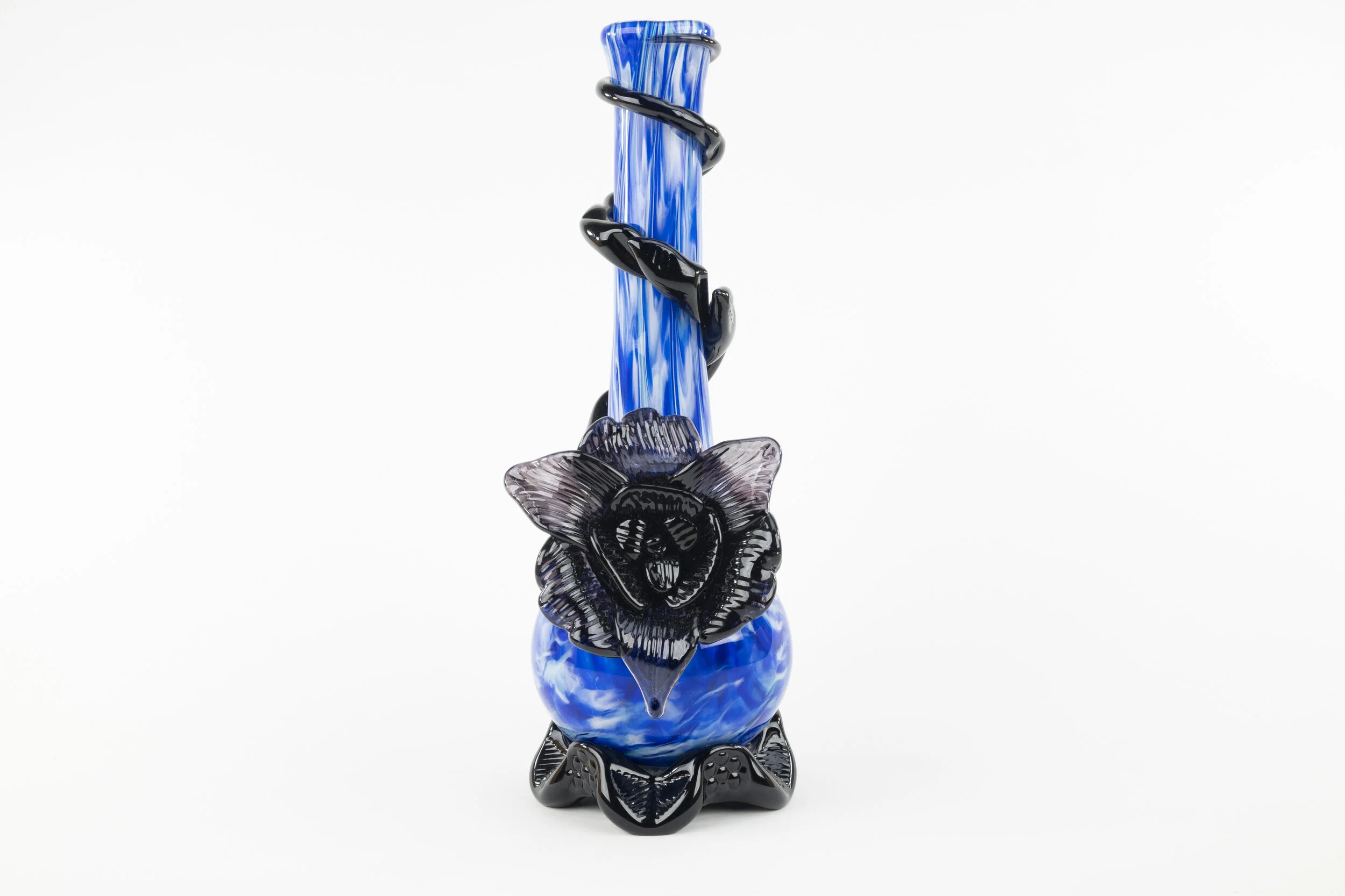 Jet Black soft glass FLower Bong — Noble Glass Gallery