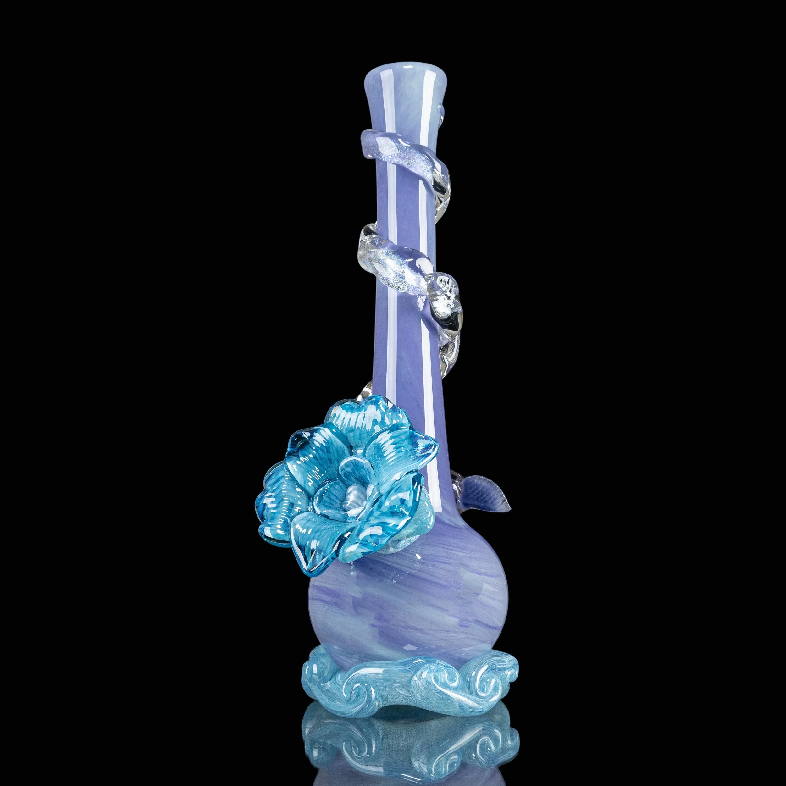 Violet Ocean Swirl Soft glass Flower Bong — Noble Glass Gallery
