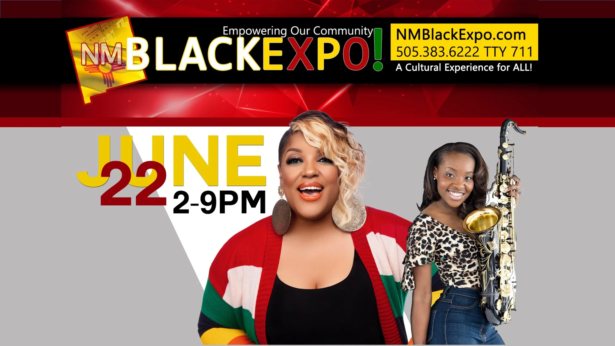 New Mexico Black Expo 2:00pm – 9:00pm NM Expo Villa Hispana Pavilion 324-398 San Pedro Drive Northeast Albuquerque, NM 87108 United States Yorkshire Wellness Group: The School Arts Bldg. - Booth #10 CULTURAL EXTRAVAGANZA BLACK BUSINESS TRADE FAIR KIDS’ CORNER CULTURAL FOODS NATIONAL/LOCAL ENTERTAINMENT GREEK STEP SHOW