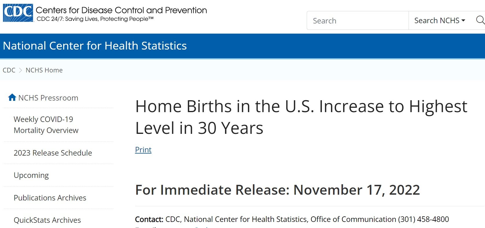 Increase in Home Births