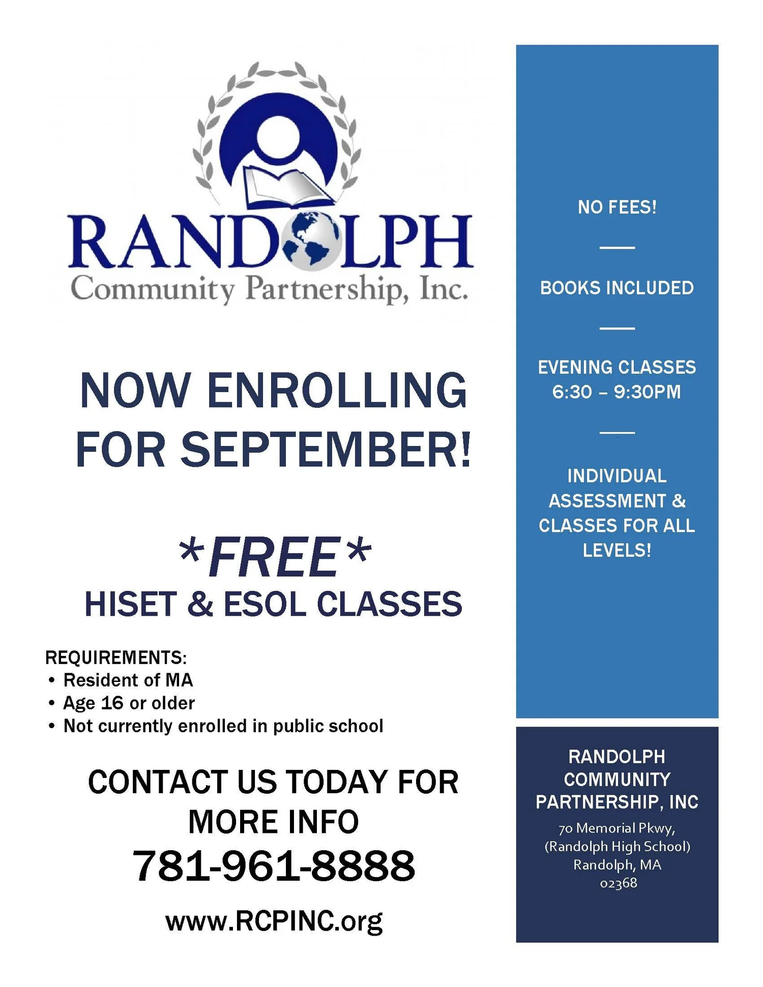 NOW ENROLLING! — Randolph Community Partnership, Inc.