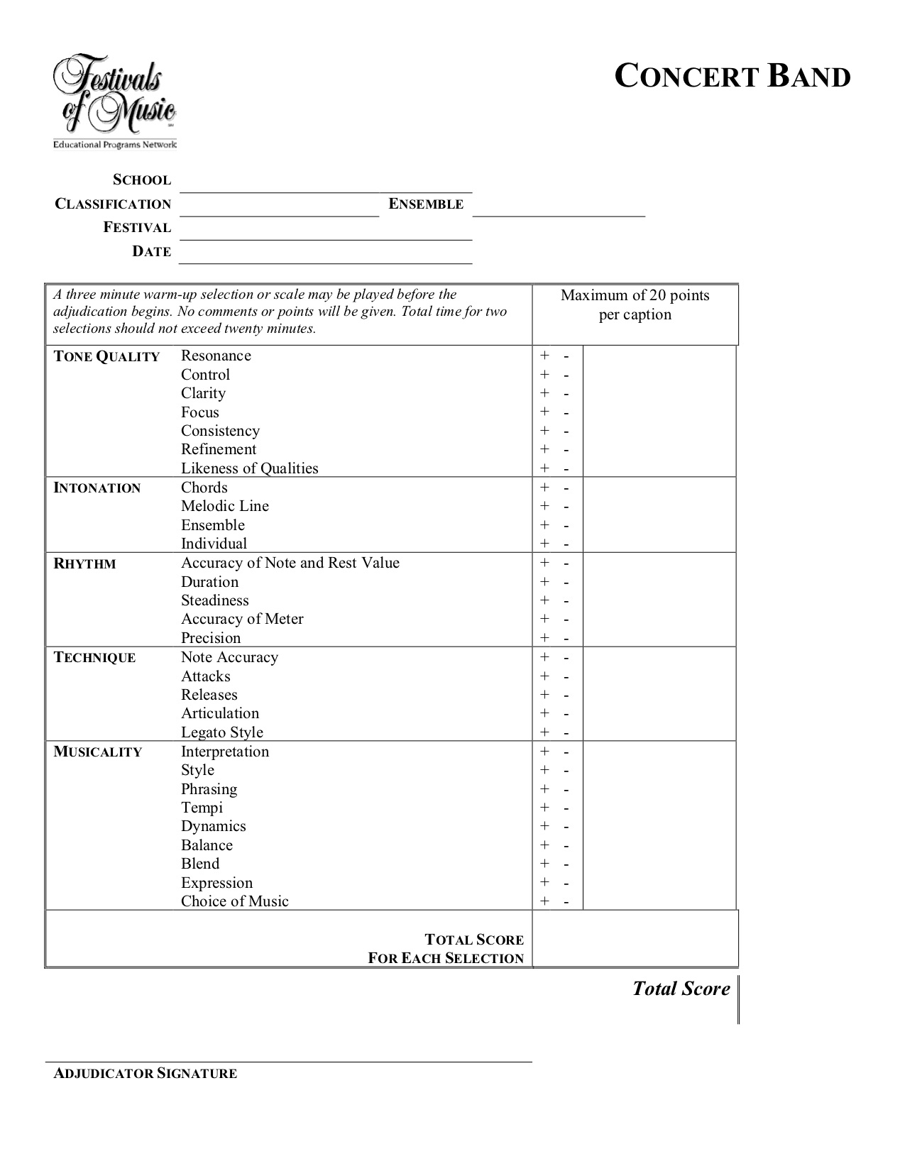 Festivals of Music Ballot