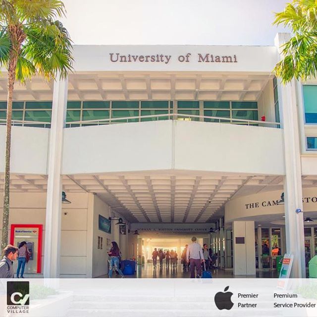The University of Miami uses technology to benefit students and faculty, providing a mobile app that has useful information about the college. .
Right in front of the campus, Computer Village offers all assistance it is needed to repair computers and