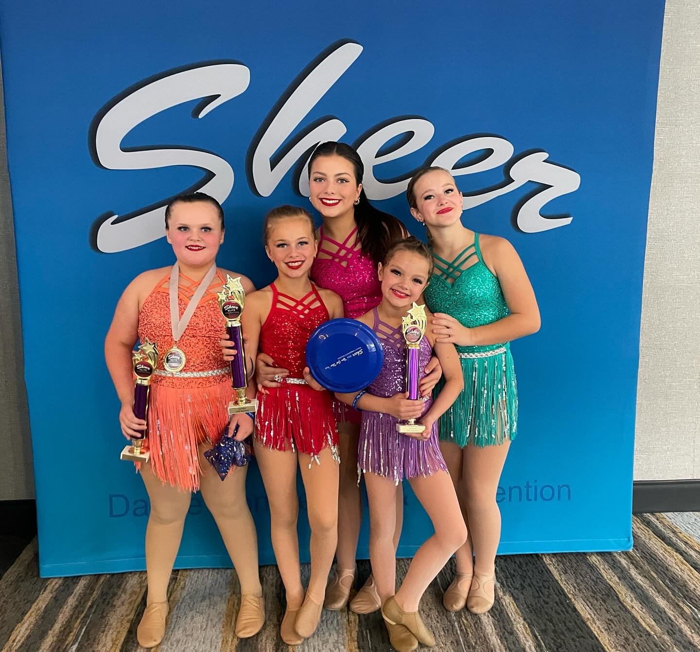 Today was OUR Day at Sheer 🤩 1st overall for group, 1st overall for trio, 1st overall Vocal- Mia with a DIAMOND 💎 &amp; Memorizing Judges award! 3rd overall solo- Liv!! 4th overall Duet- Mia &amp; Ava!! 2nd runner up for Title- Ani!! Miss Sheer Eli