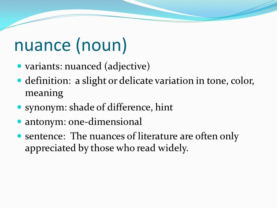 Define nuance example sentence highmark plan f