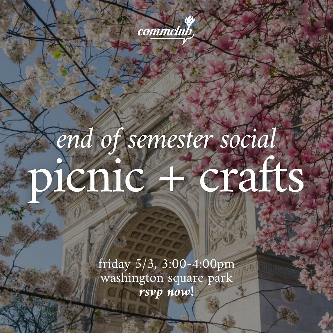 Join CommClub at Washington Square Park for a fun afternoon of crafts! We&rsquo;ll provide an array of activities such as bracelet making and painting tote bags. Complimentary snacks will be provided &mdash; feel free to bring additional food and dri