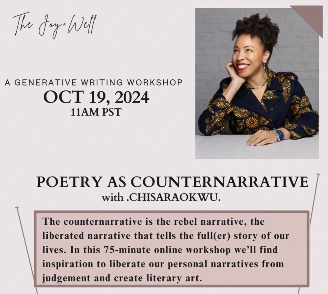Poetry As Counternarrative: A Poetry Workshop w/ .CHISARAOKWU.