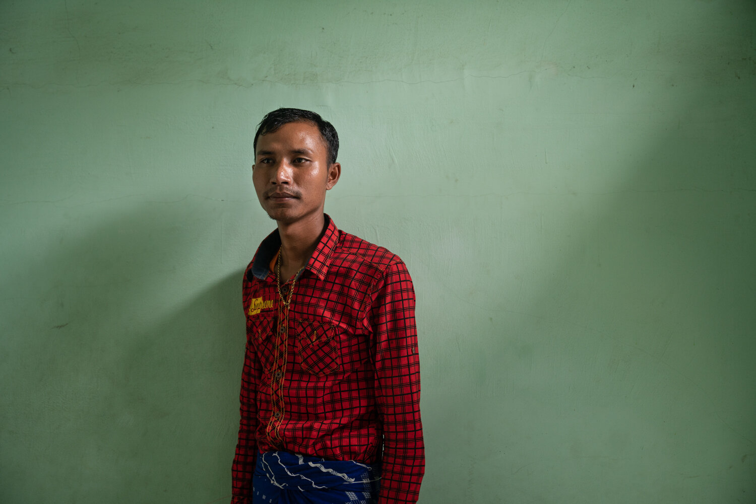  Aug 02, 2019 - Yangon, Myanmar. Mr Han Zaw Tun (24) lost his wife in a motorcycle accident, recieved survivor benefits. © Nicolas Axelrod / Ruom 
