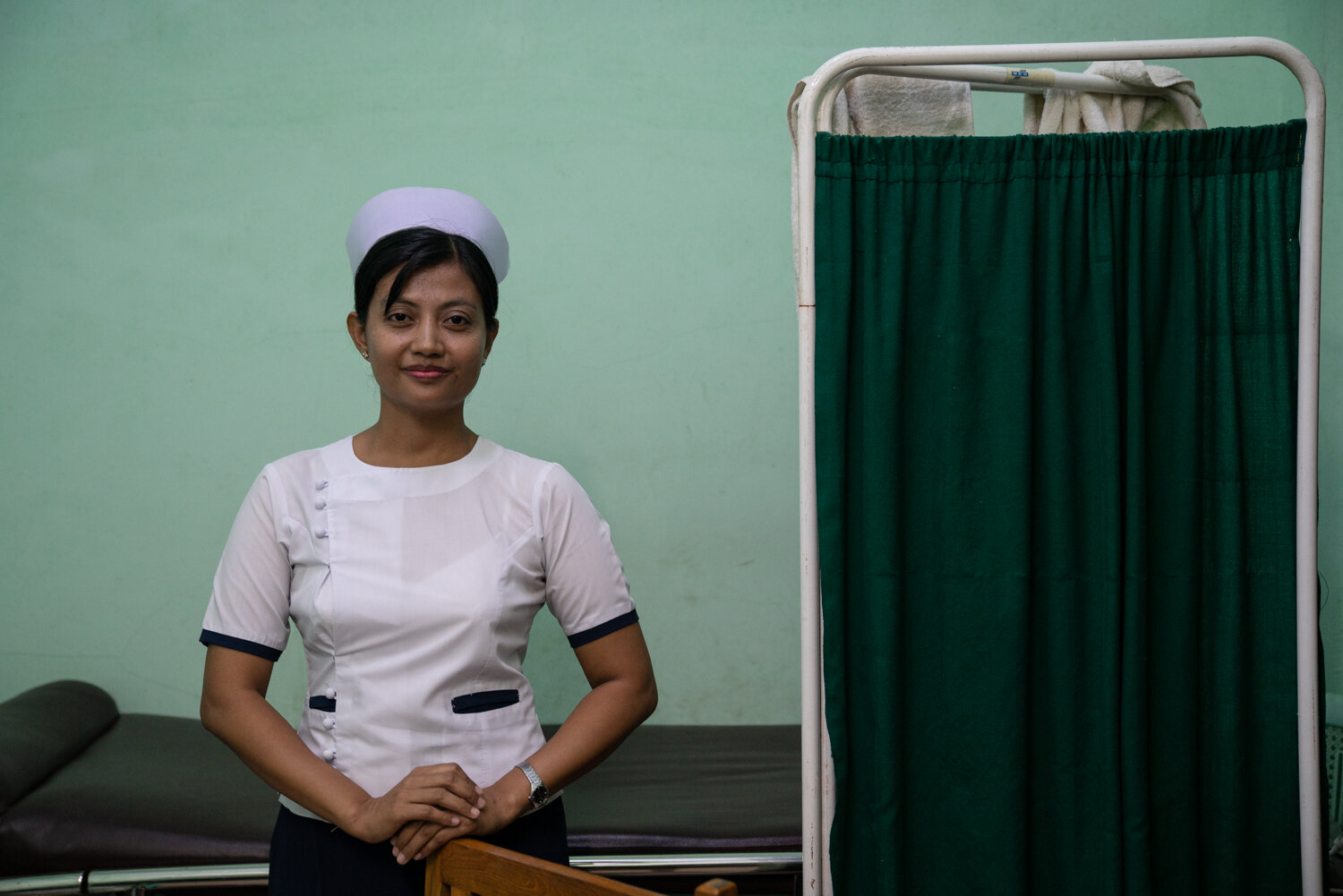  Aug 02, 2019 - Yangon, Myanmar. Nurse Yin Yin Win (35) works at the SSB clinic Hlaing That Yar Township Office.. © Nicolas Axelrod / Ruom 