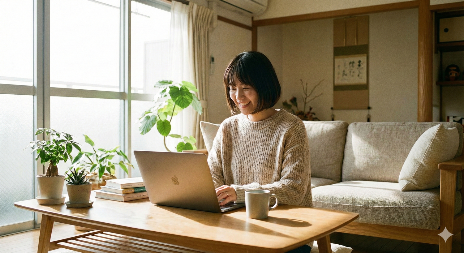 ママがPCで学習中