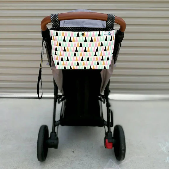 pram caddy pink mint triangles 2.jpg
