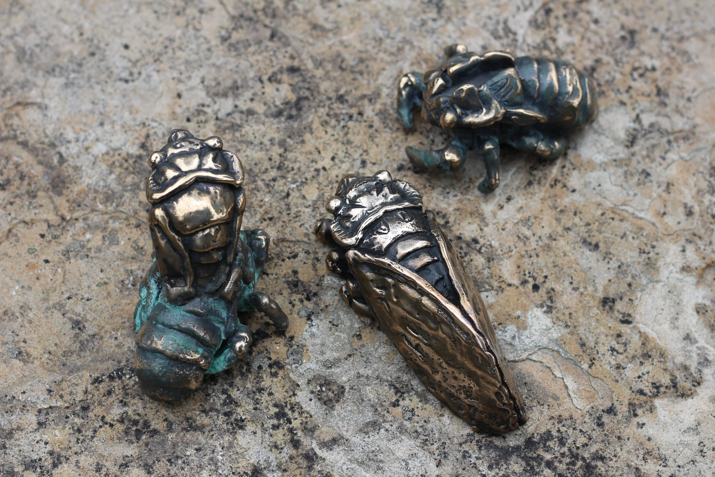Bronze cicada set of three