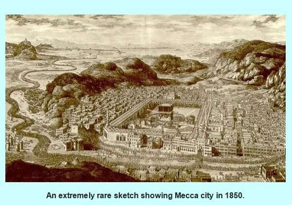 Rare-Photos-of-Mecca-An-extremely-rare-sketch-showing-Mecca-city-in-1850-Old-Rare-Pictures-of-Makkah.jpg