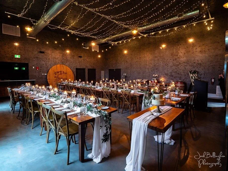 Reception set up in the Barrel Room