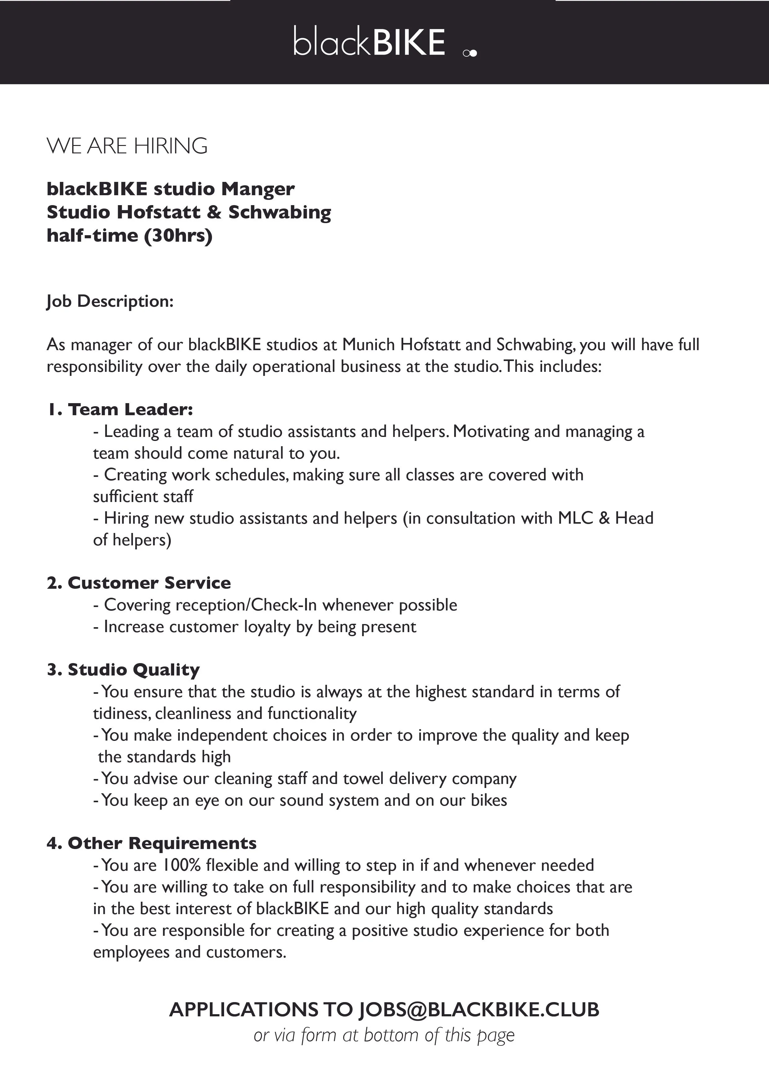 careers — blackBIKE