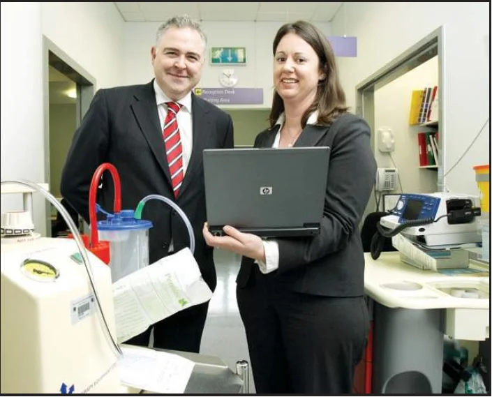 Dermot Cullian and Martina Corcoran of the St. Vincent’s IT team