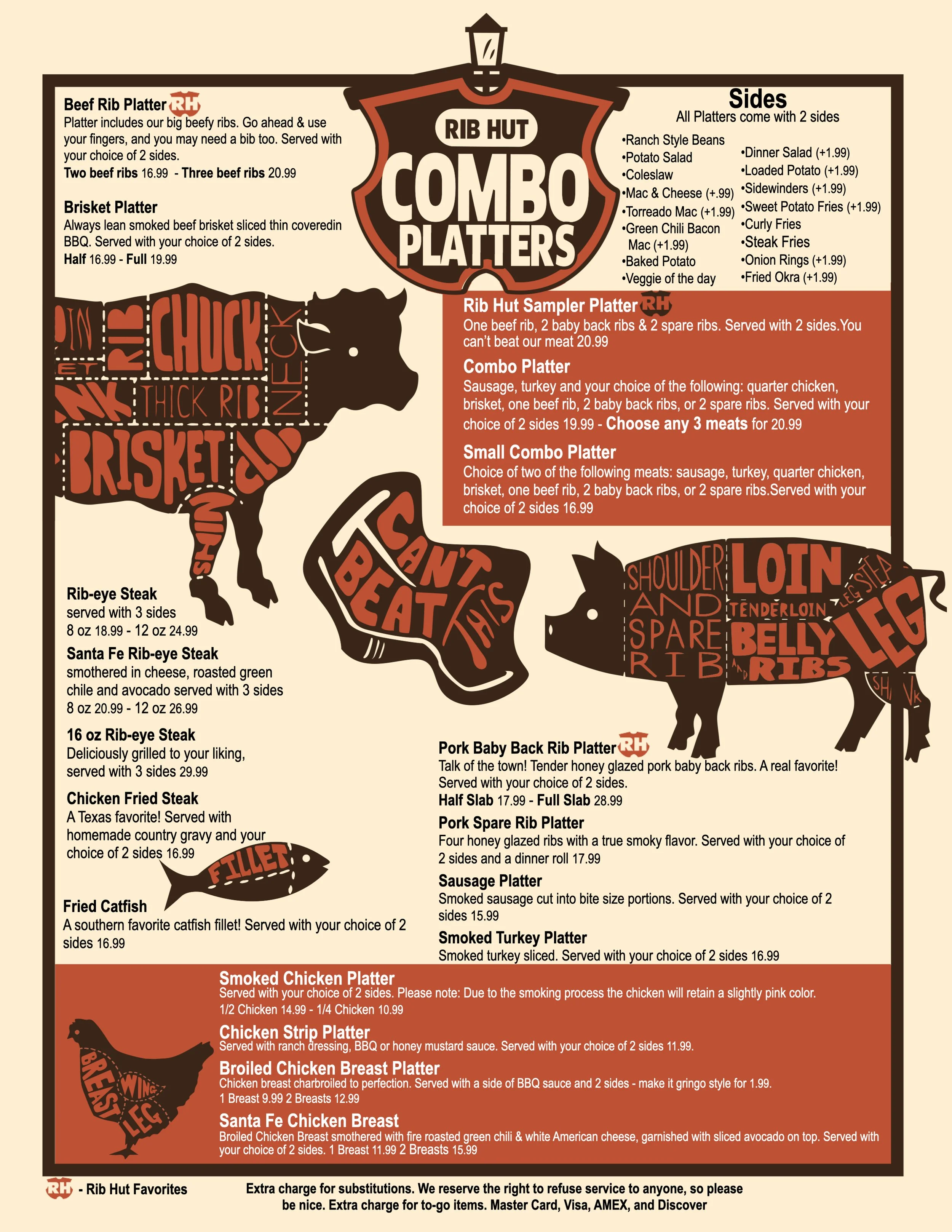 Rib Hut East Menu — Rib Hut