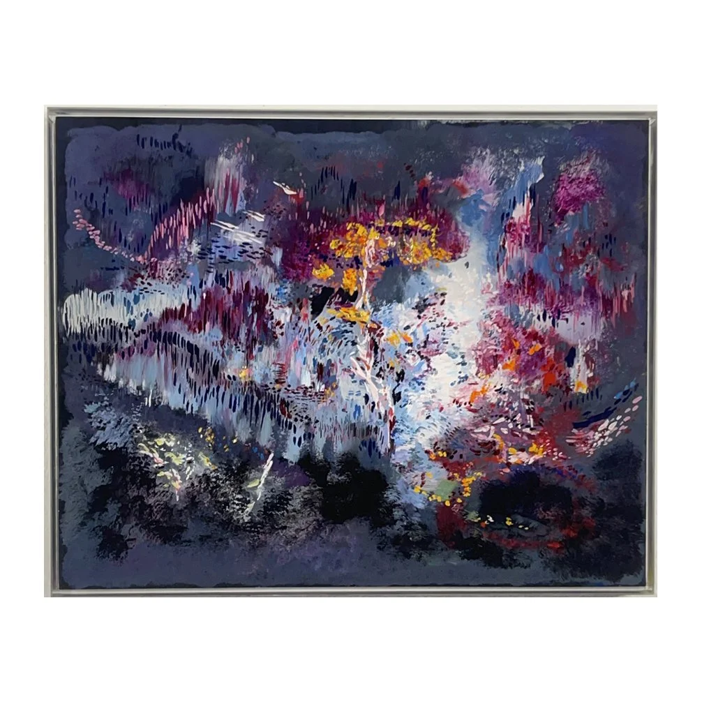 Fog and Forest Fire #2
24 x 30 cm 
Reverse glass painting with gold leaf
2025