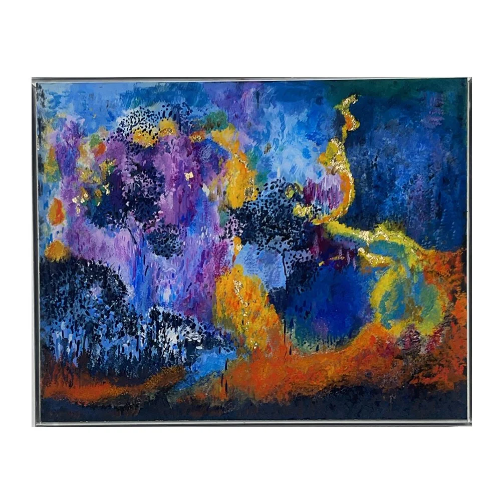 Fog and Forest Fire #1
24 x 30 cm 
Reverse glass painting with gold leaf
2025