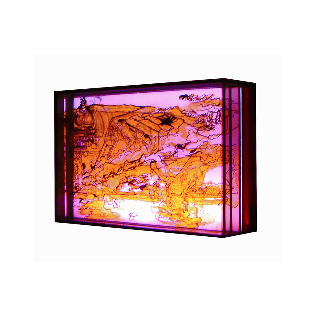 02_Blackfriars pink_side view_20 cm x 13 cm x 5 cm_painted and fired glass with LED light panel_private collection UK_2013.jpg