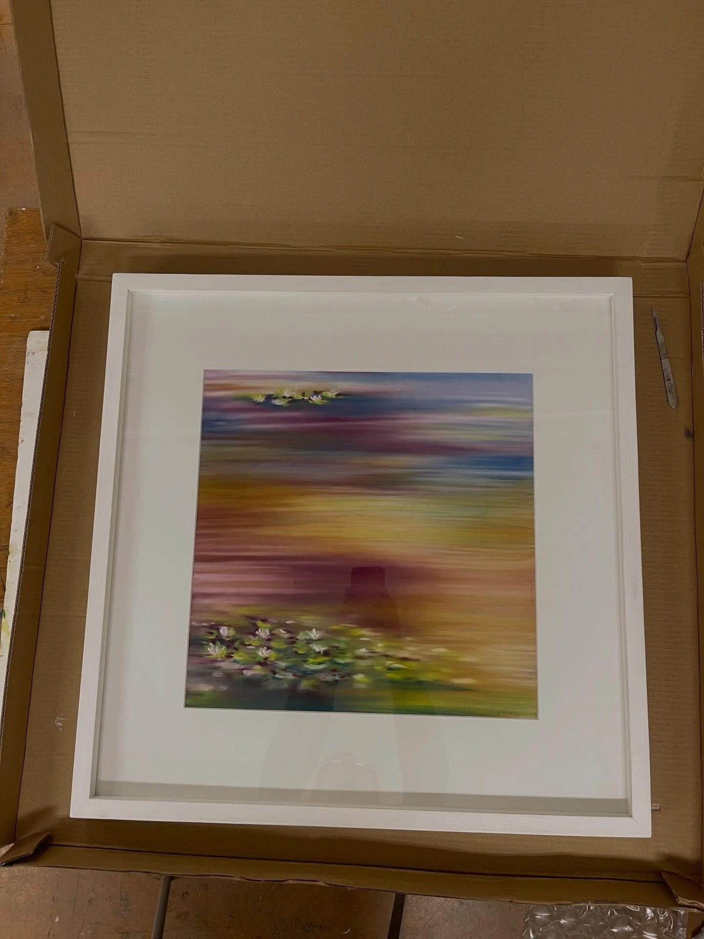 All packed up and ready for @freshartfair with @tripodgallerylondon 
I will be showing the new series &ldquo;Chromatic Drift&rdquo; a series of pastel on paper and oil on aluminum.
Also a few glass light sculptures.
Please let me know if you need tic