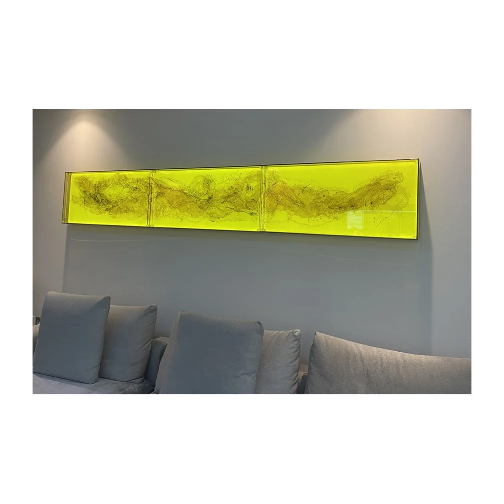 Installation view 
Oriental Luminescence- Ashen Landscape
Painted and kiln fired glass
300 x 50 x 10 cm
2012
