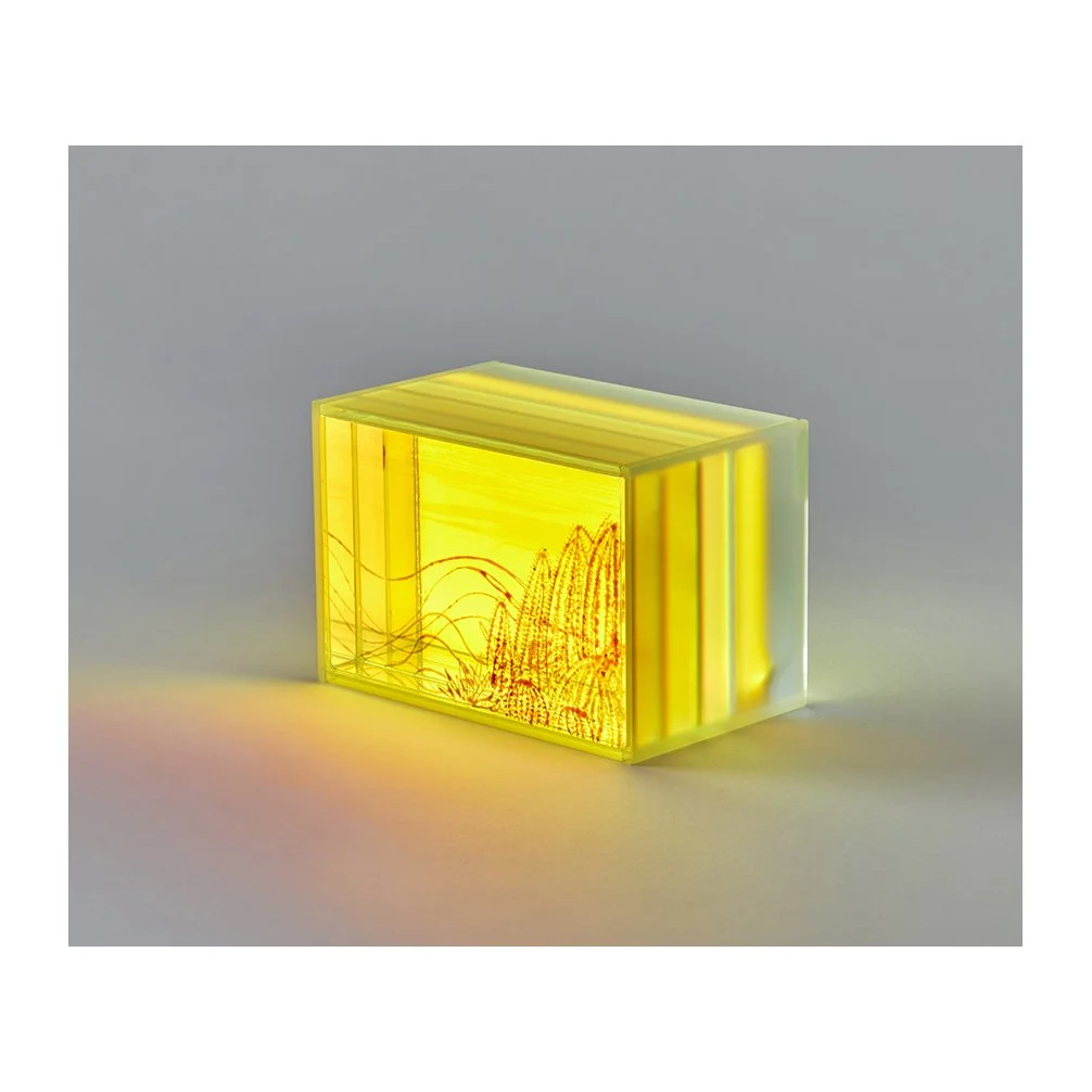 
These sculptures are painted and fired glass in three layers with a detachable LED light panel. 13 × 8 × 9 cm 2024-2025. Available Here