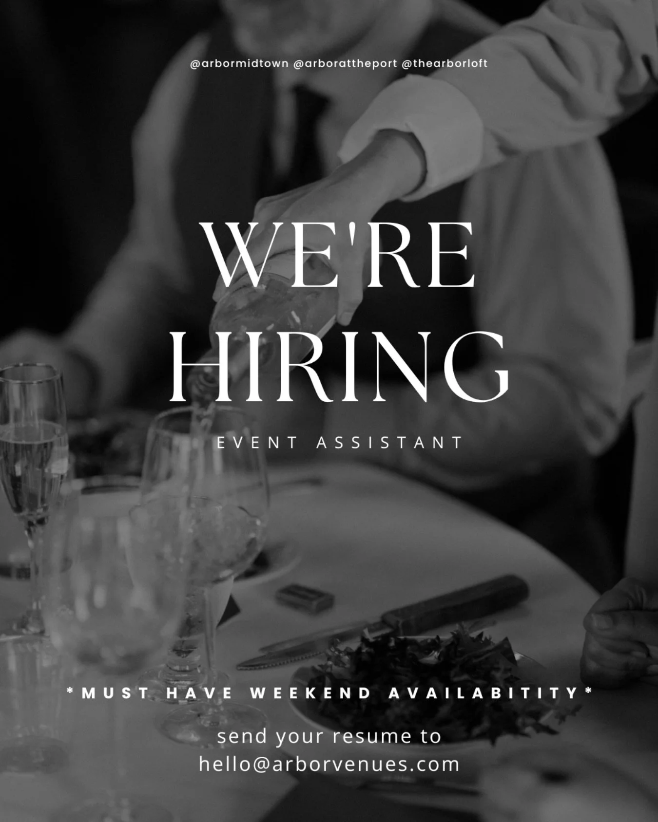 we&rsquo;re hiring an event assistant✨

looking for someone with weekend availability who loves creating seamless, elevated experiences. this role is 6&ndash;20 hours a week and perfect for someone who thrives in a fast-paced, detail-driven environme