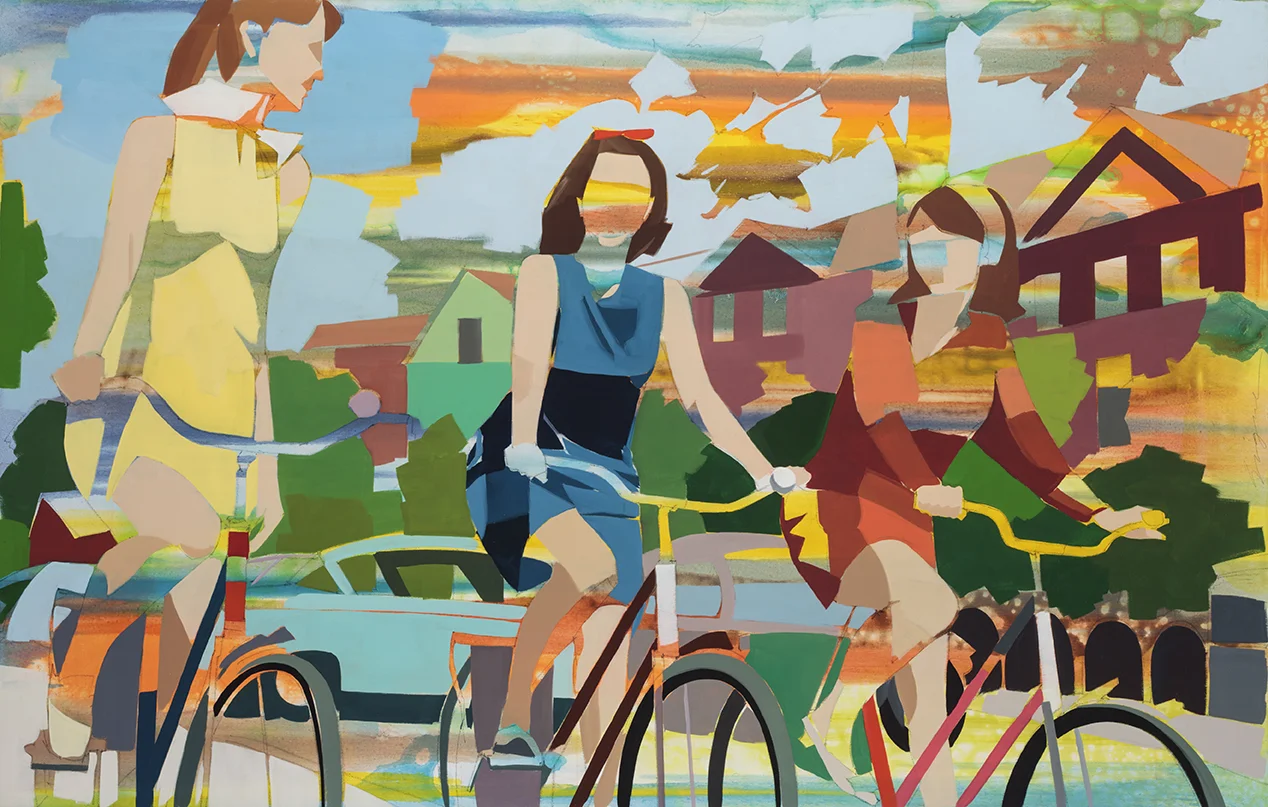 Bike Girls: Yellow, Blue, Red