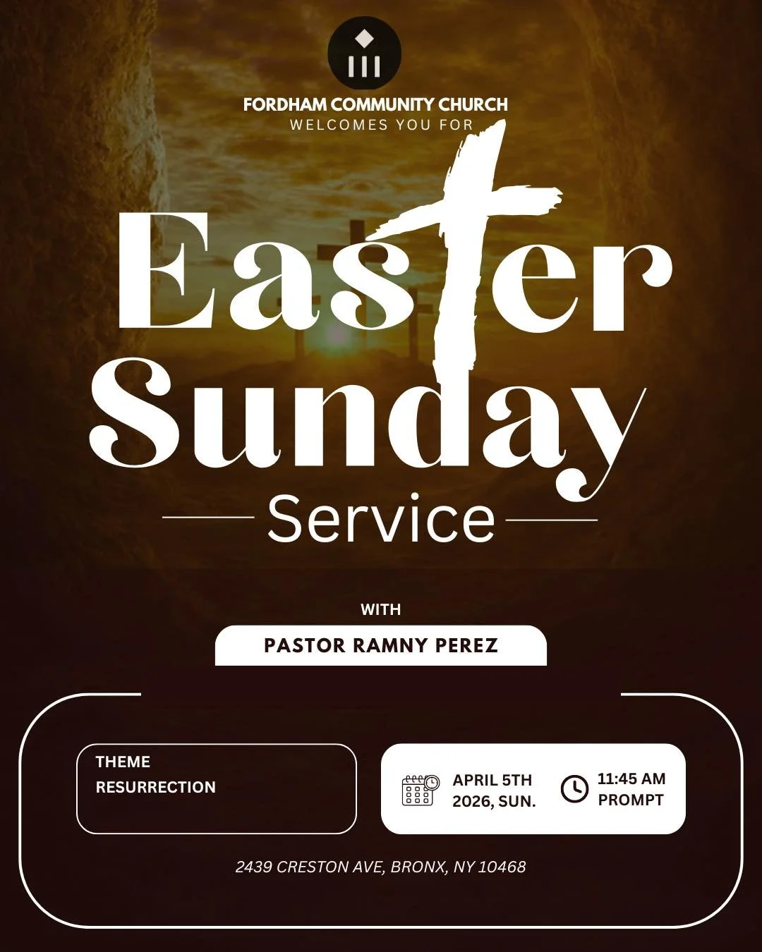 Fordham Community Church welcomes you to a special Easter Sunday service. 
#easter #sunday
