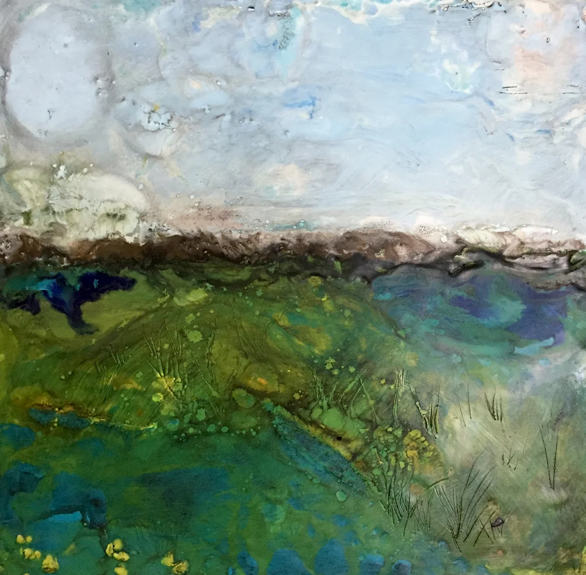  MARSH AT MORNING  Encaustic on Panel 12 x 12 AVAILABLE 