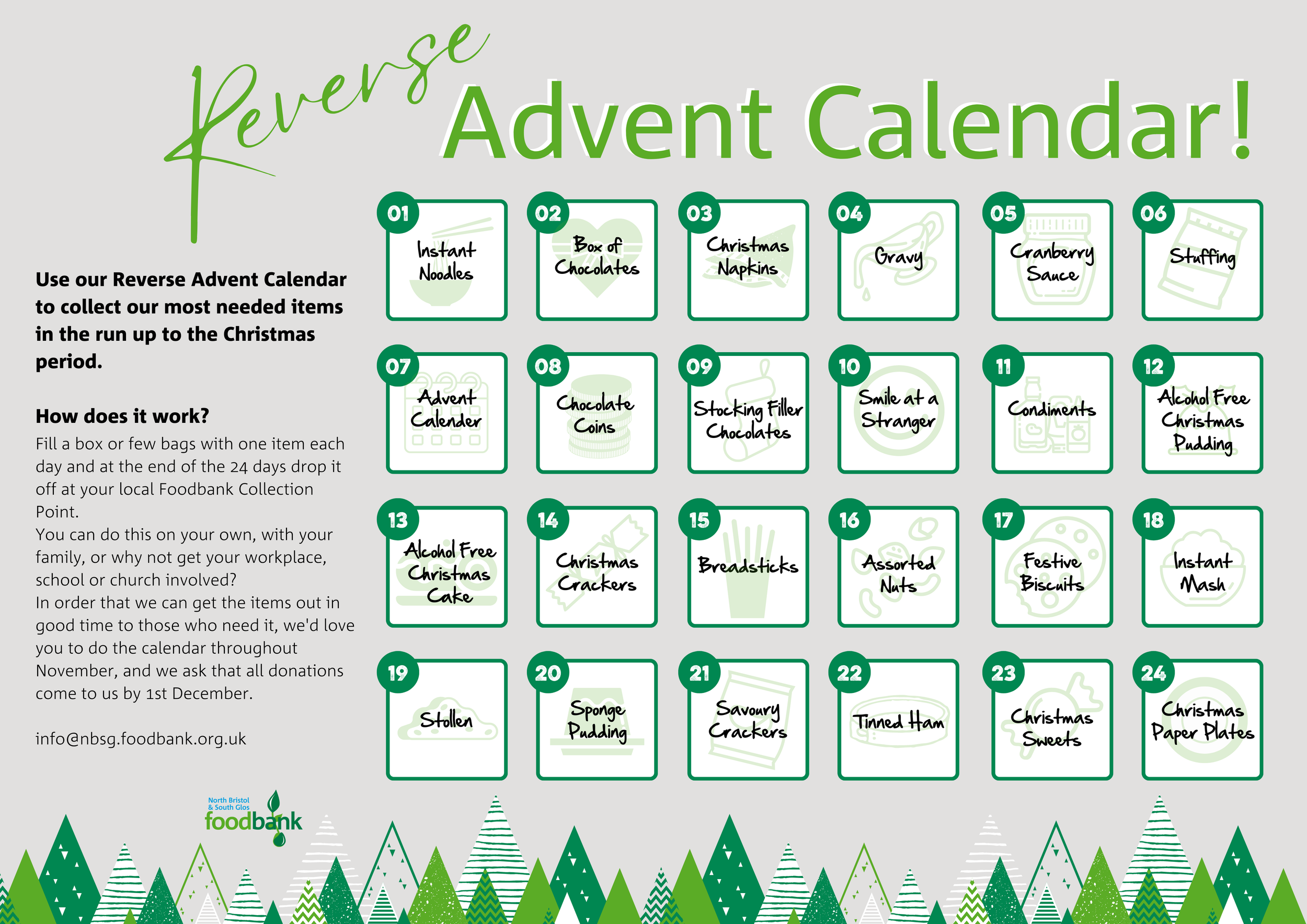 Show your community love with the foodbank reverse advent calendar 
