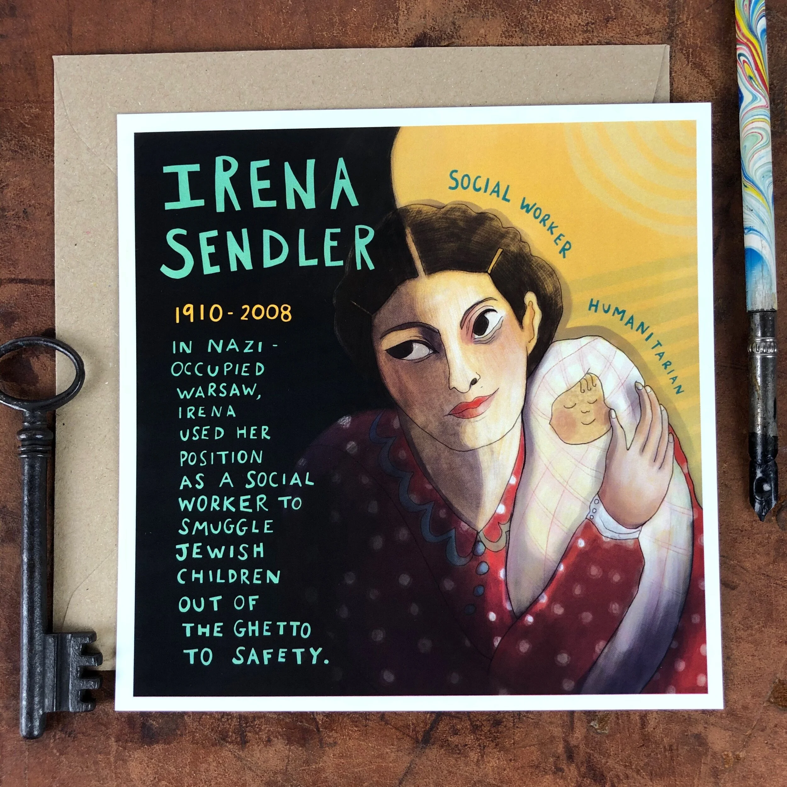 Have You Heard Of... Irena Sendler - postcard and envelope
