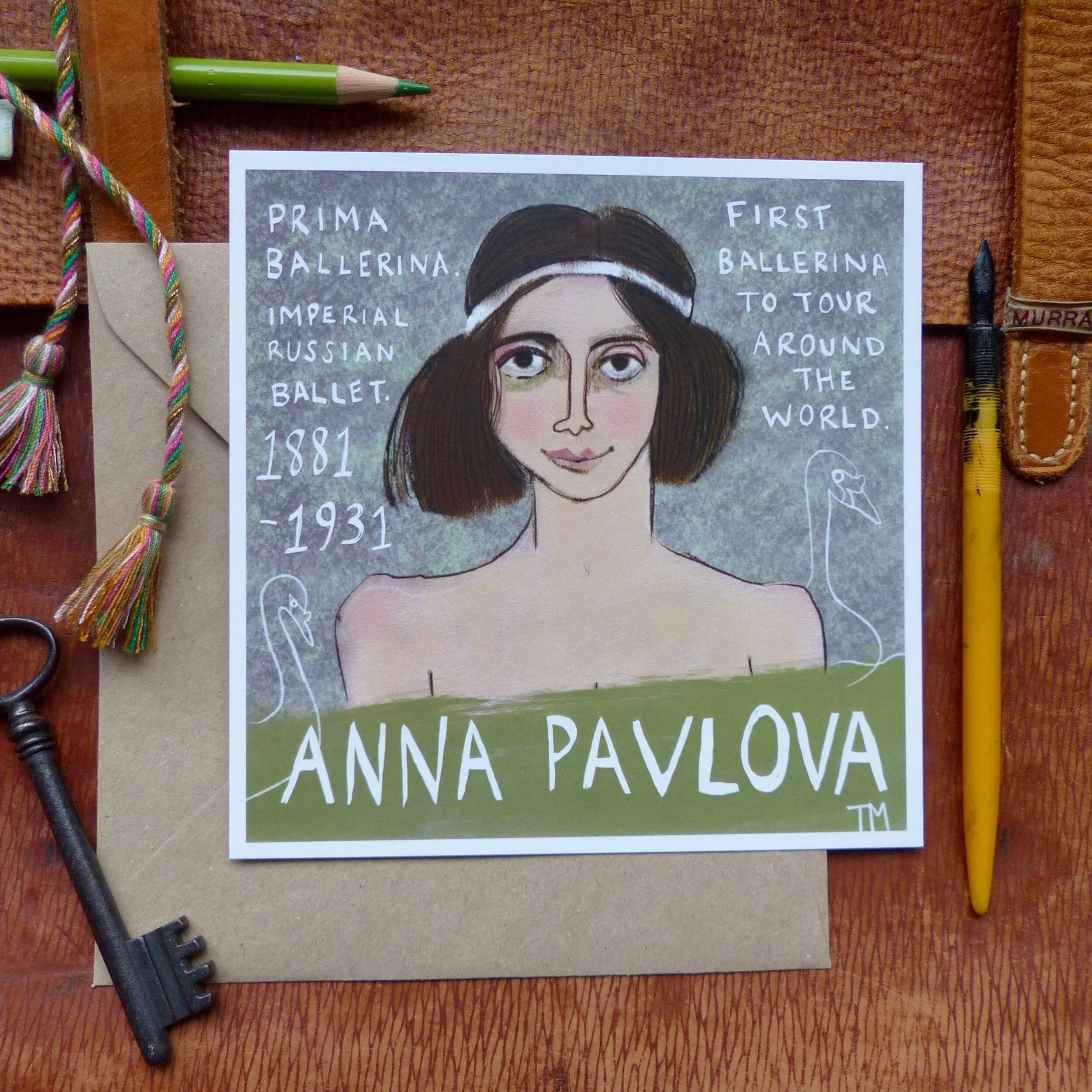 Anna Pavlova - postcard and envelope