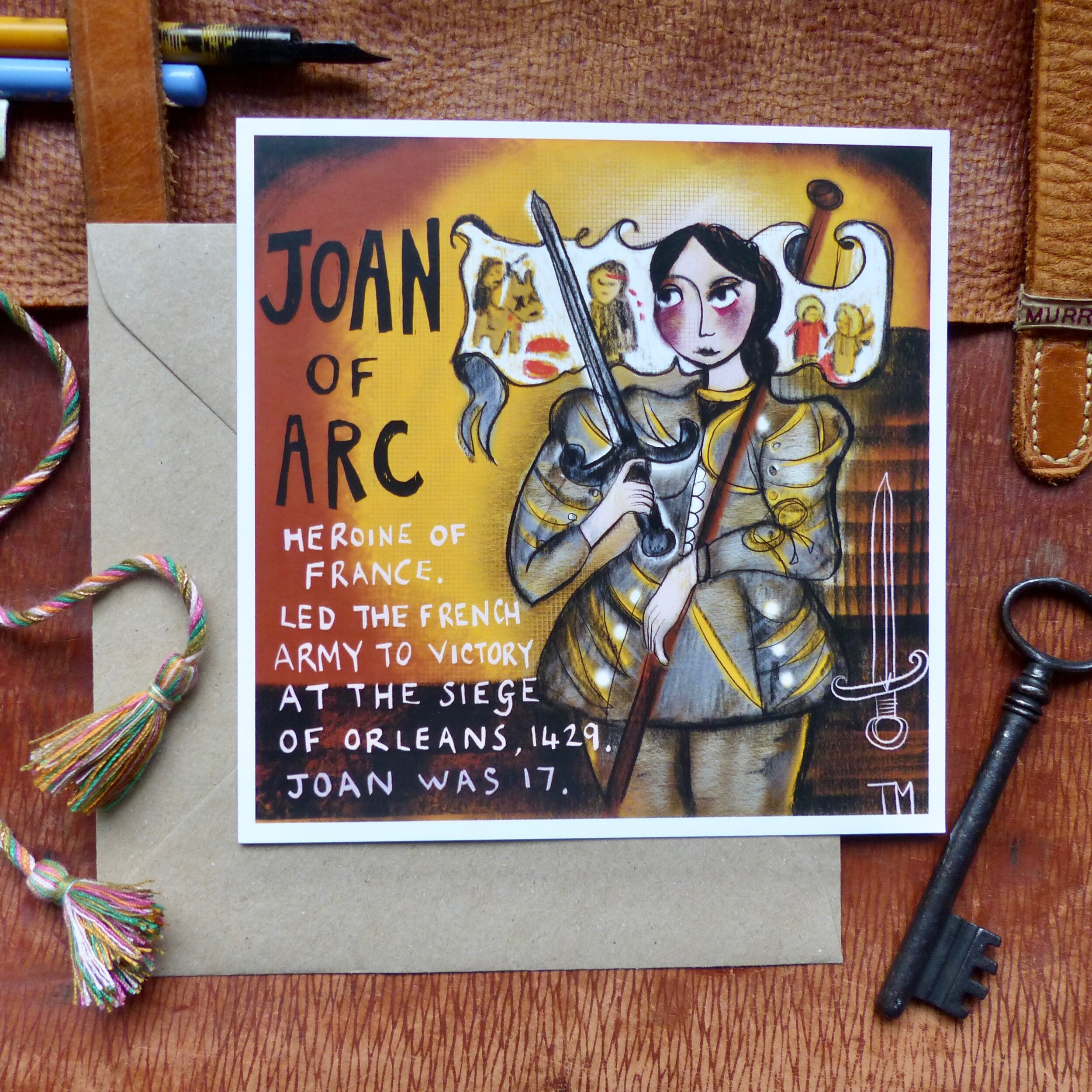 Joan of Arc - postcard and envelope