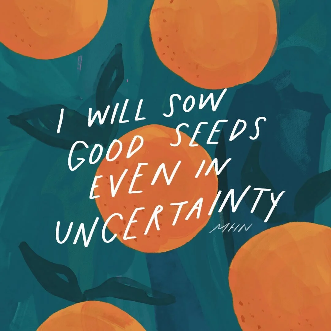 You will have moments where it seems like the seeds you&rsquo;ve sown don&rsquo;t matter in the larger picture.
You might feel like other people have better ideas, and you&rsquo;ll wonder if others even need you.

You might not see it yet, but this remains true:
you are free to make things and make a difference
just as much as the people you look up to.
You don&rsquo;t have to see the impact of your faithfulness right away to trust that it matters.

There will be moments where you wonder,
&ldquo;what&rsquo;s the point in contributing when someone else has already said this?
My ideas are not unique. My story is nothing new.&rdquo;
But even then, this remains true: no one tells the story like you do.

There is a way you tell the story that is slightly different from how your siblings tell it.
There is a certain shade of blue that speaks to you more than the others.
There is a way you phrase the question and a certain way you hold the pen.
There is a reason you keep listening to that same