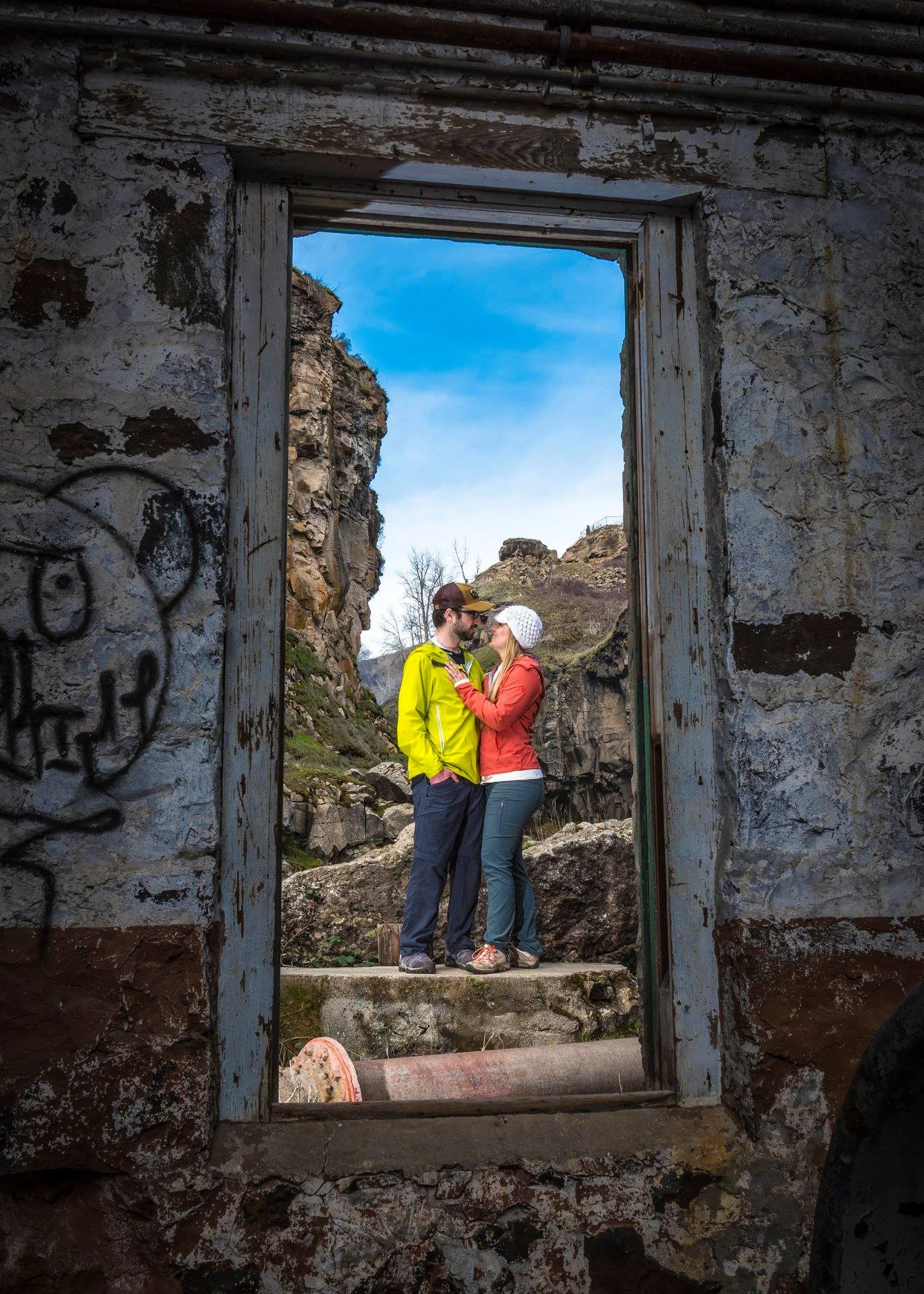 Framed through the pump house window