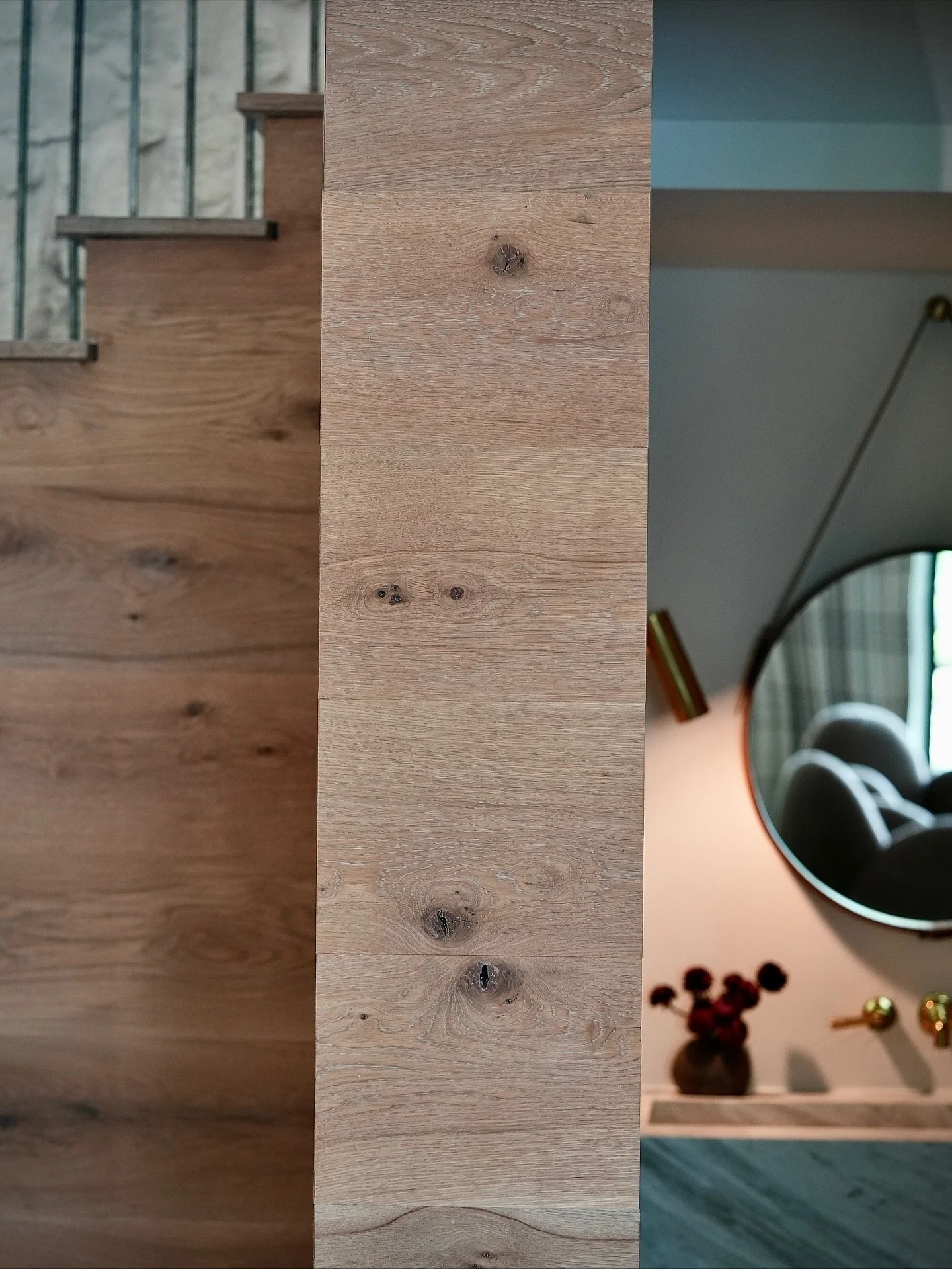 Thoughtful details make all the difference. ✨ This hidden door blends seamlessly into our character white oak paneling, crafted with precision for a look that&rsquo;s as functional as it is beautiful.

#whiteoak #custompaneling #hiddendoor #woodcladd