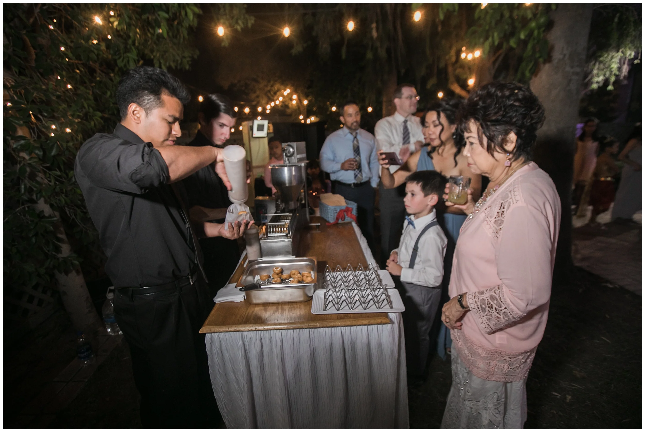 christmas house wedding reception donut bar mom's mini donuts carrie vines