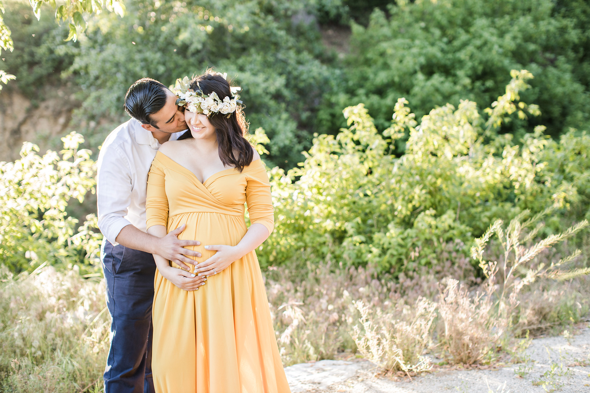 Sweet Oak Glen Maternity Session Yellow Flower Crown Carrie Vines Photography